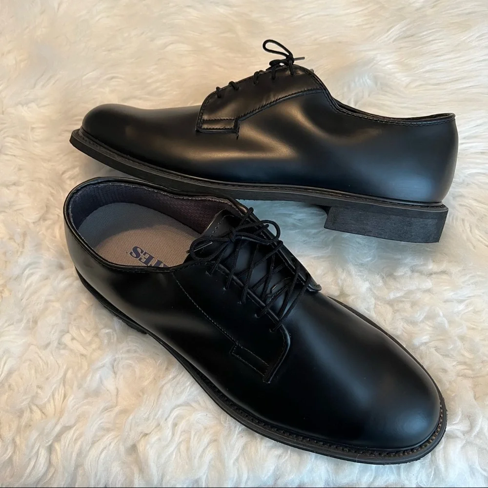 Bates Black Leather Oxford Uniform Shoes Mens Size 12 C Narrow Vibram Soles
